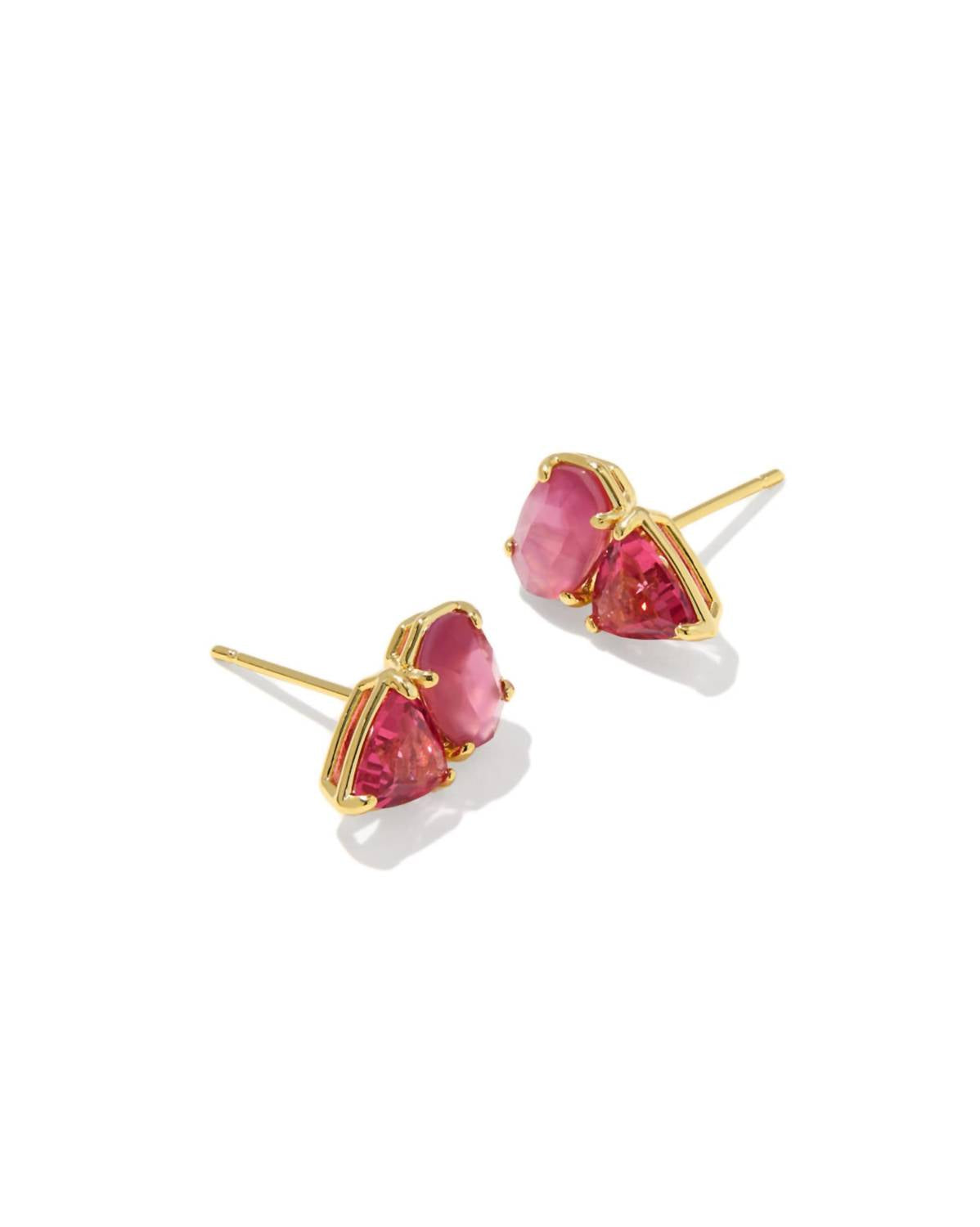 Kendra Scott Tatum Stud Earrings in gold pink mix - women's jewelry