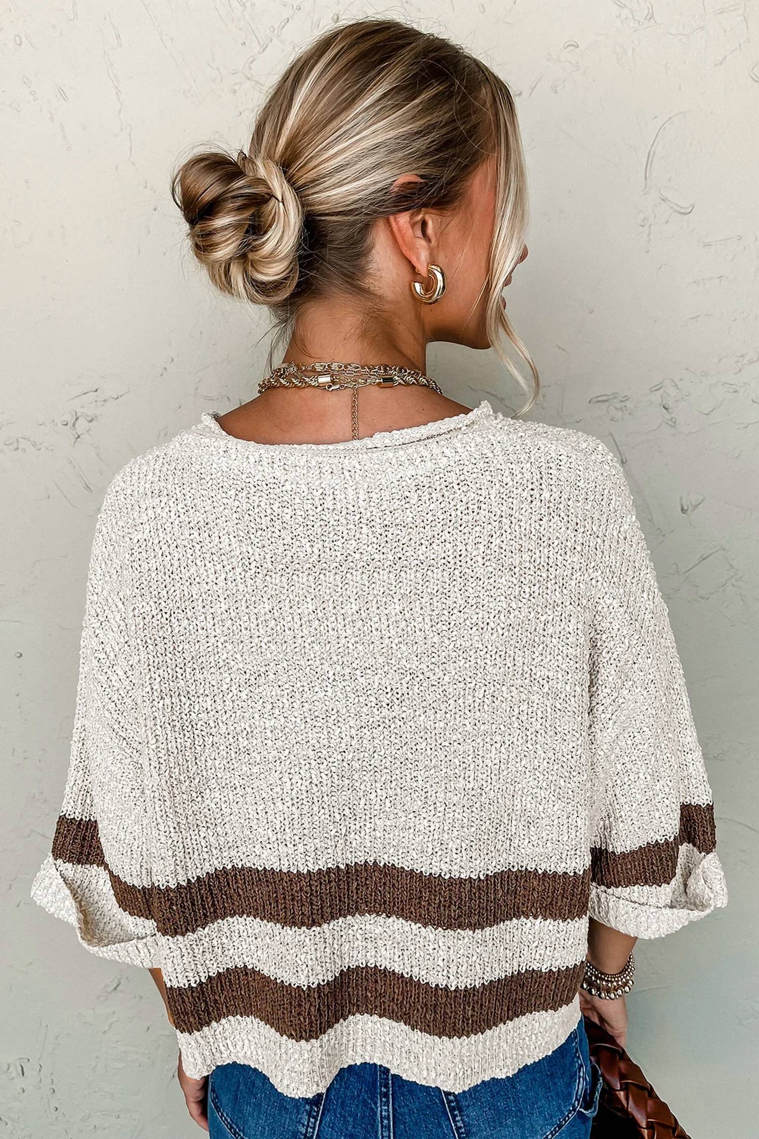 Shewin - Cozy Striped Knit Sweater