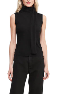 Enza Costa Cashmere Blend Sleeveless Scarf Top in black - women's shirt