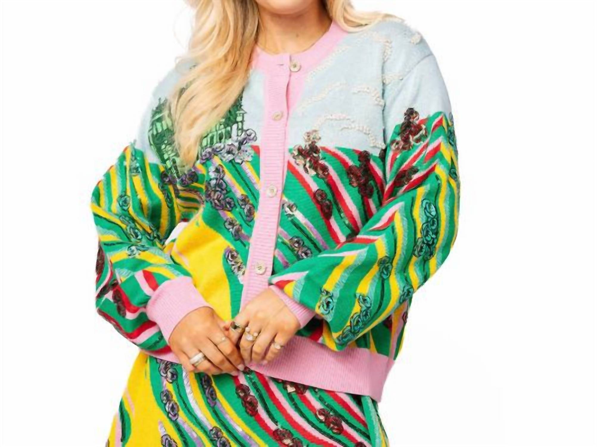 QUEEN OF SPARKLES Oz Brick Road Cardigan in yellow - women's cardigan