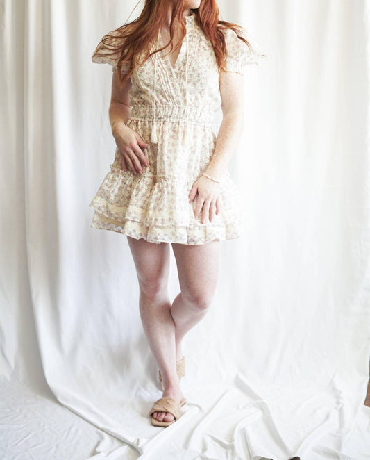 Embroidered Mini Ruffle Tier Dress