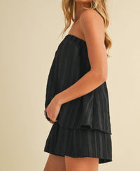 Klesis Flowy Textured Tube Top Romper in black - women's pants - alternate view