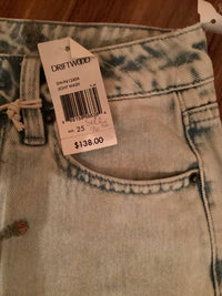 DRIFTWOOD Women's Wide Leg Frayed Crop Jean in light wash embroidered - women's jeans - detail view