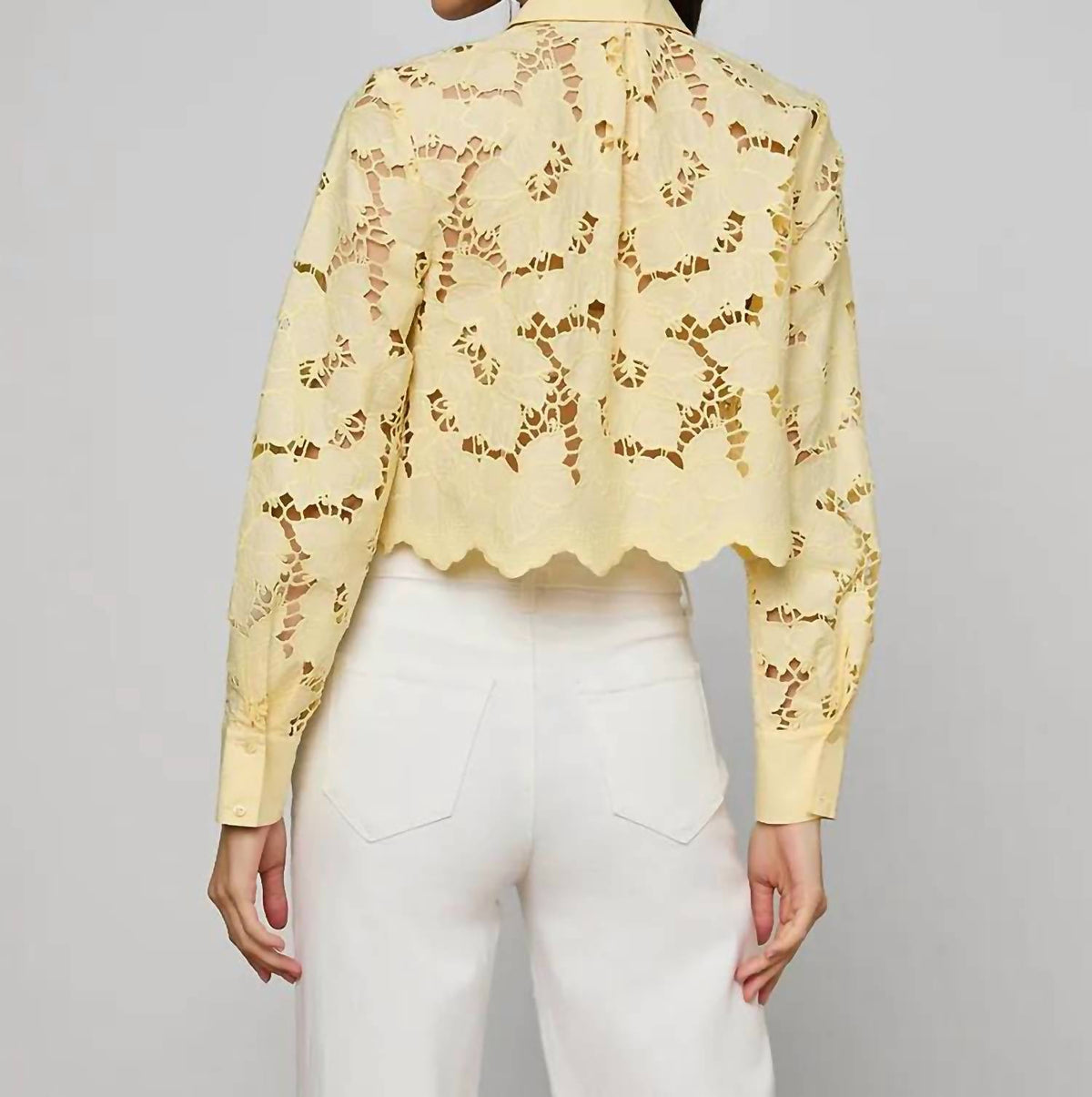 L'Agence - Seychelle Cropped Eyelet Blouse