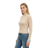 Ambar - Sleek Stretch Essential Mock-neck Long Sleeve Top