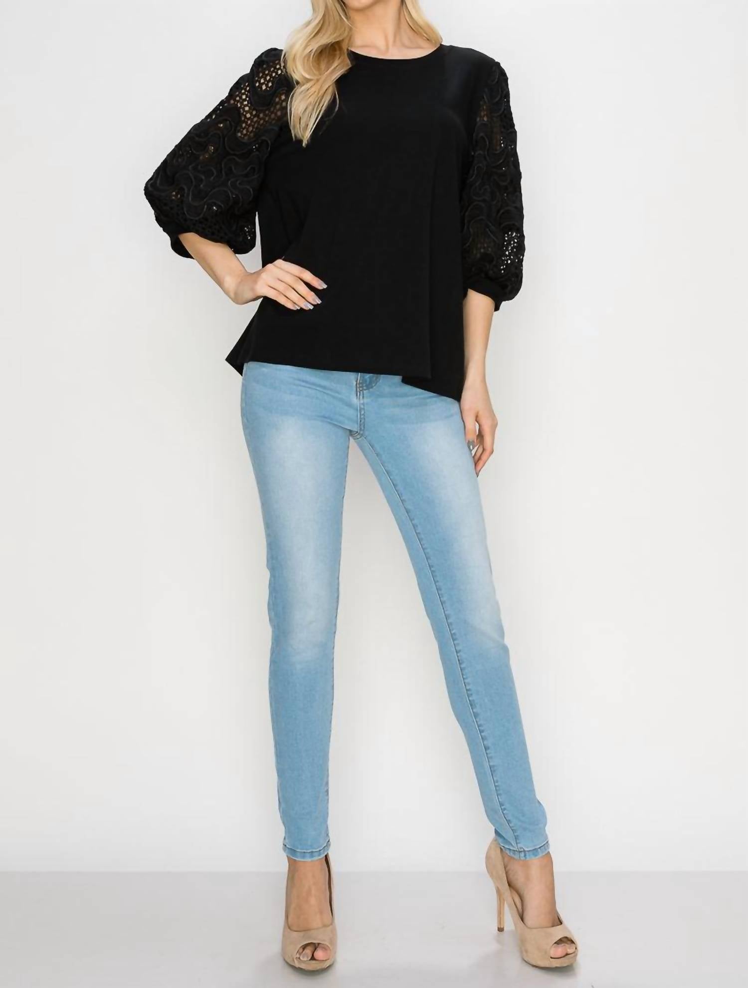 Joh - Pointe Knit Top with Lace