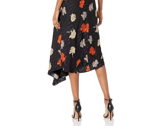Theory - Draped Tuck Silk Carnation Midi Floral Dress