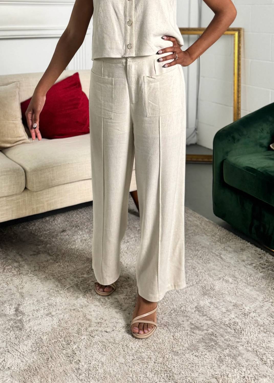 Entro - The Harper Wide Leg Linen Blend Cropped Pants
