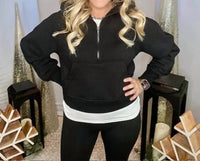 Zenana - Fleece Half Zip Kangaroo Pocket Sweatshirt
