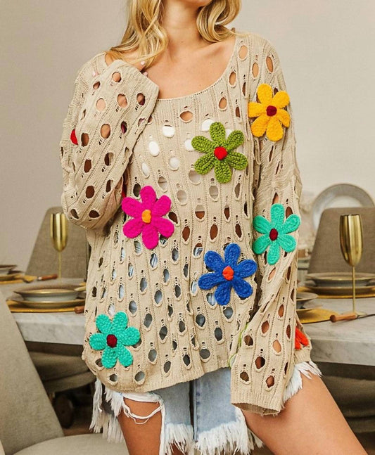 Bibi - Flower Applique Sweater