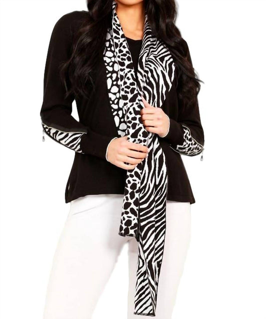 Animal Print V-Neck with Scarf