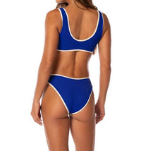 MAAJI Splendour Regular Rise Reversible Thin Side Bikini Bottom in cobalt blue - women's swimwear - detail view