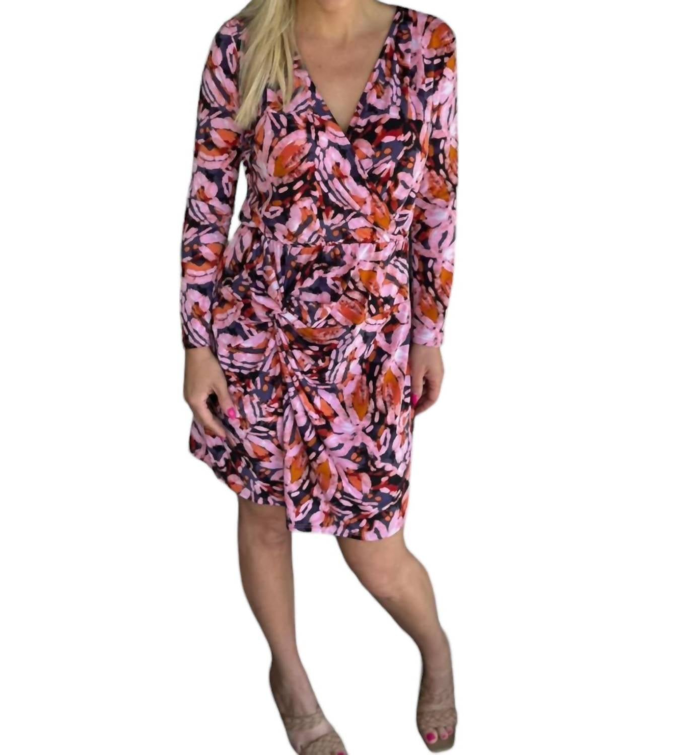 Veronica M Knot Stretch Dress in pink multi - women's dress - detail view