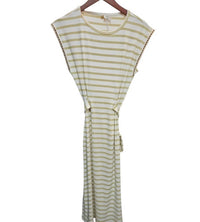 Hem & Thread - Women's Tie Waist Striped Midi Dress