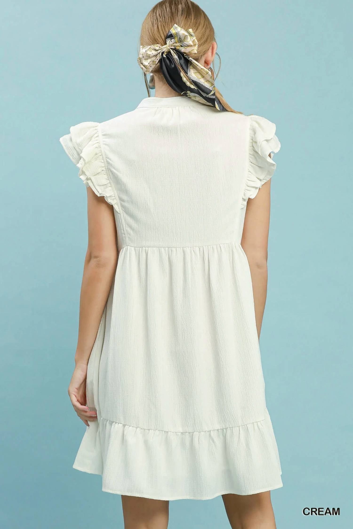 Umgee - Ruffle Sleeve Babydoll Mini Dress