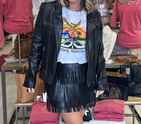 Jade By Jane - Western Faux Leather Fringe Mini Skirt