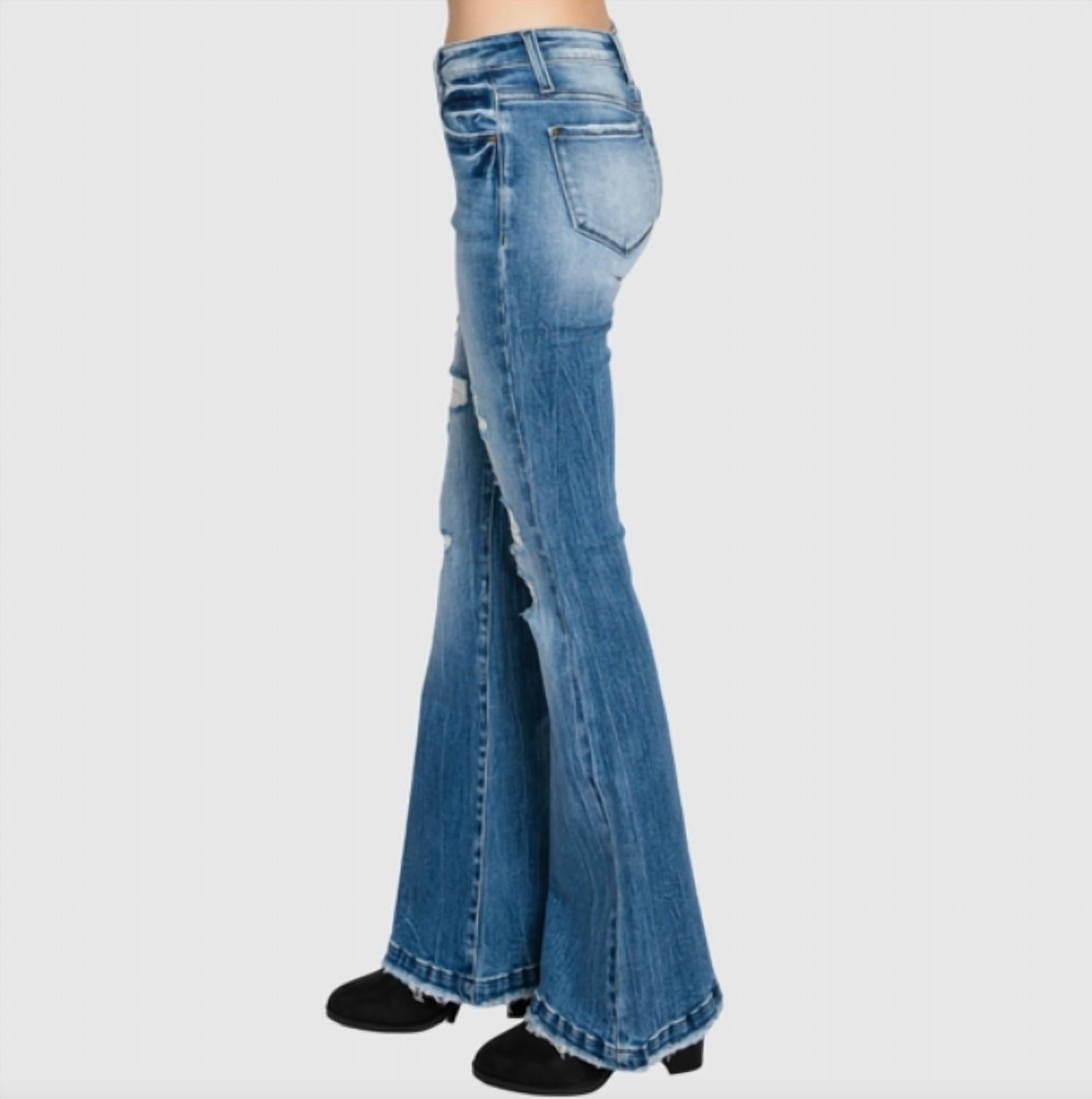 Petra153 - Mid Rise Stretch Flare Jeans