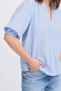 B.Young - Elbow Sleeve Split Neck Blouse