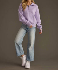 Panache Apparel Quarter Zip Sweatshirt in lavender - women's top - view 4