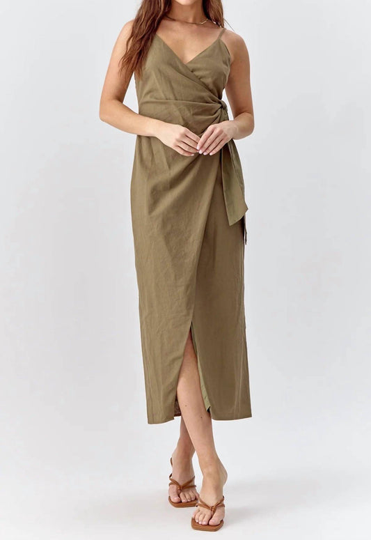 Greylin - Aniston Wrap Tie Slip Linen Dress