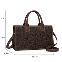 Trinity Ranch - Floral Tooled Leather Western Satchel Tote Bag
