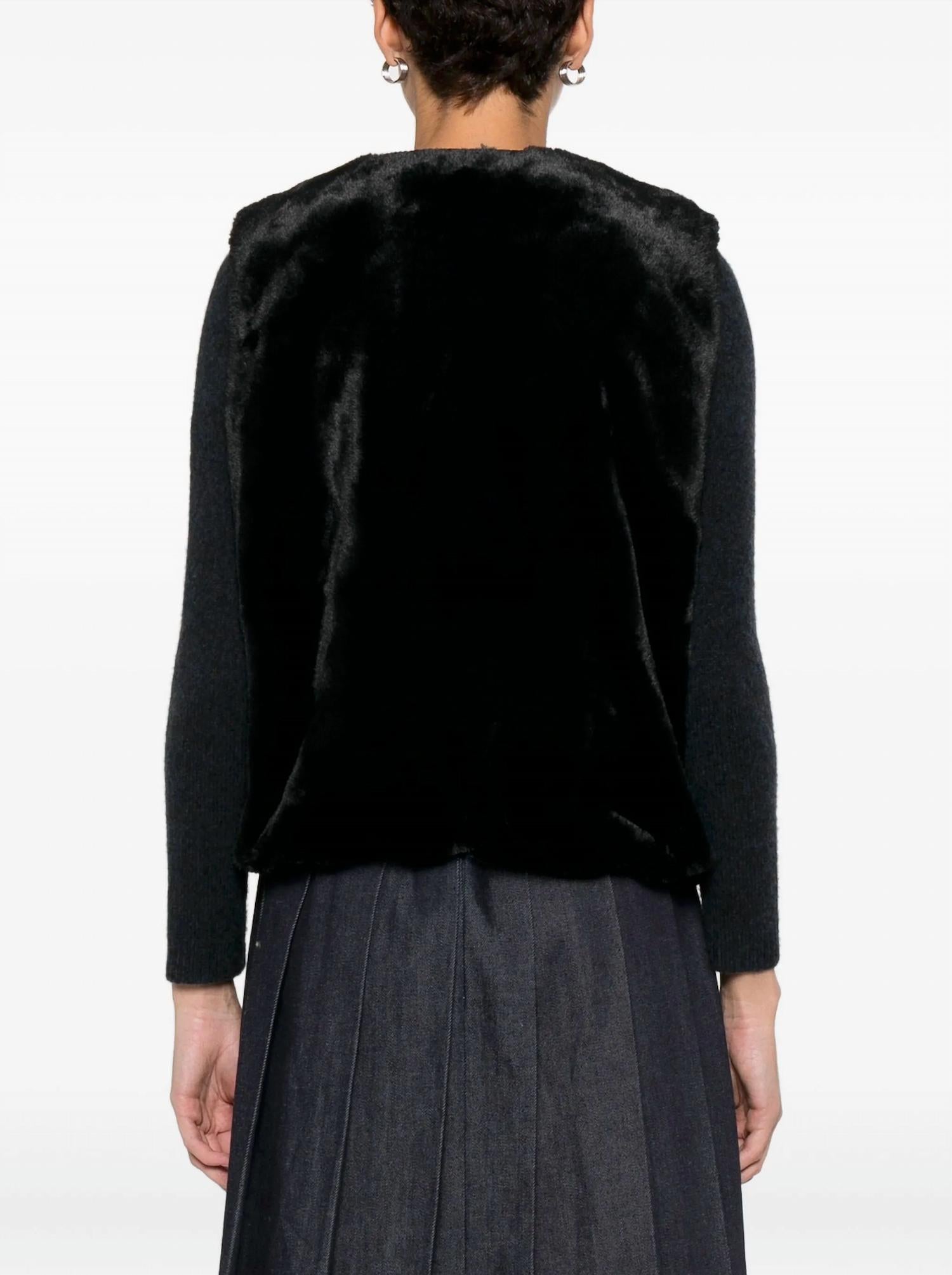 forte forte Eco Fur Vest in black - women's jacket - alternate view