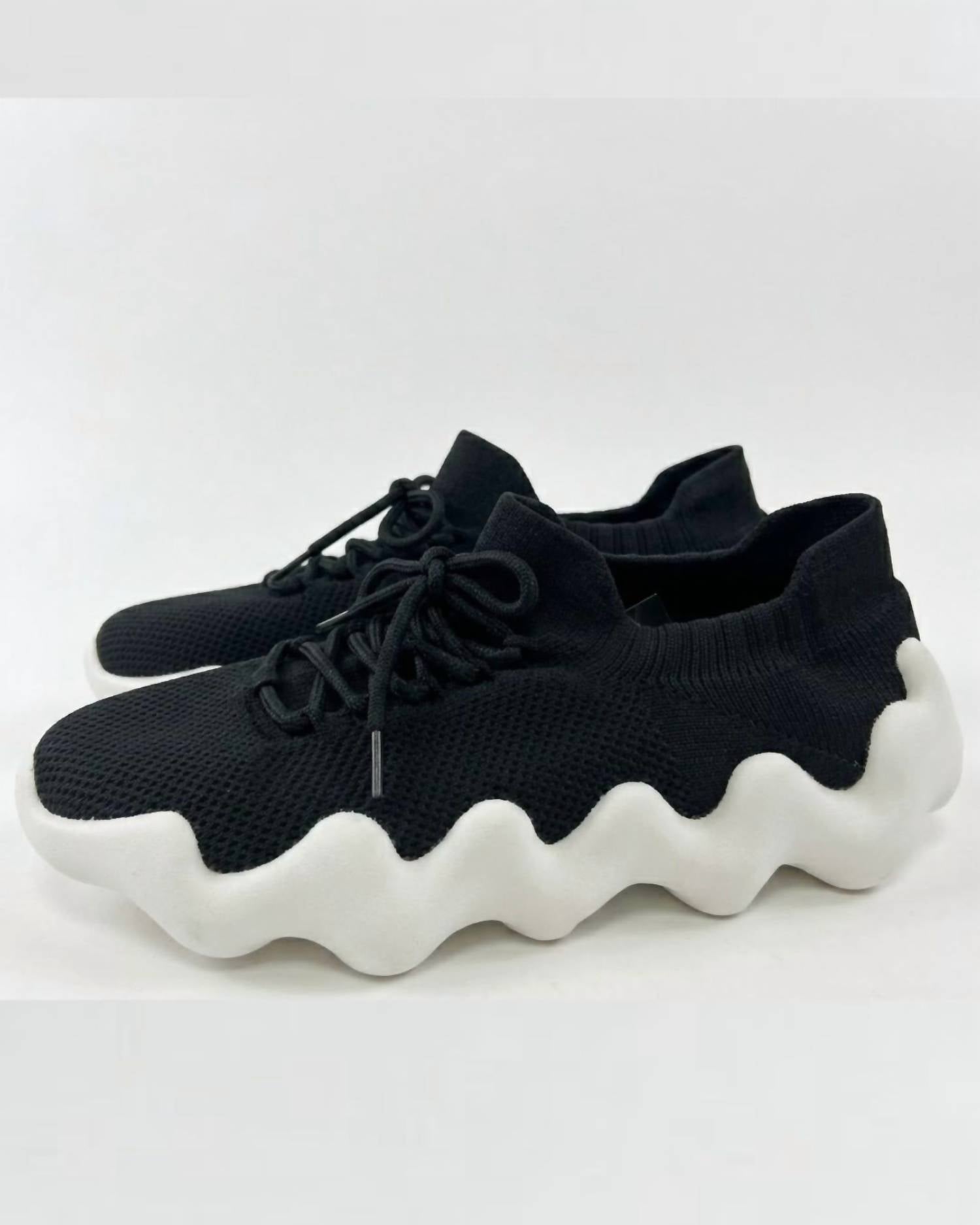 BERNIE MEV Women's Davin Mesh Wavy Sneakers in black - women's sneaker