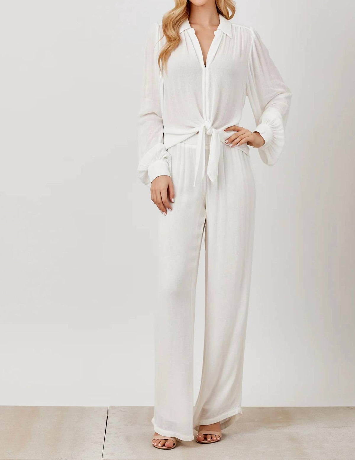 Maven West - Tie-Front Button-Down Blouse