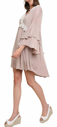 Umgee - Layered Ruffle Bell Sleeve Dress