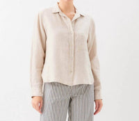 Karen Kane - Long Sleeve Linen Button Up Shirt