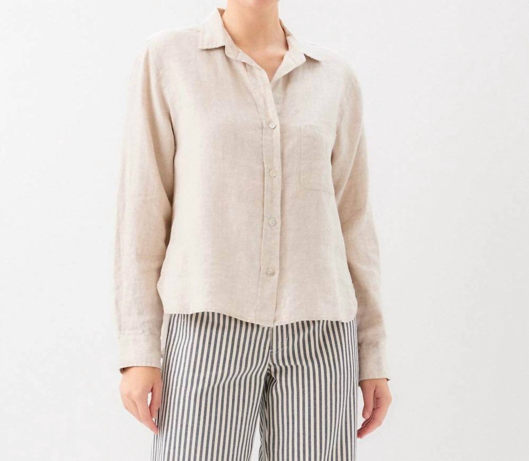 Karen Kane - Long Sleeve Linen Button Up Shirt