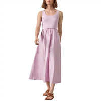 Lilla P - Mixed Media Scoop Neck Midi Dress