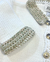 Gita - Boy's 2pc Sweater With Soft Green/beige Tweed Collar & Cuff With Hat