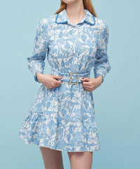 ASTRID Naples Long Sleeve Dress in blue - women's dress