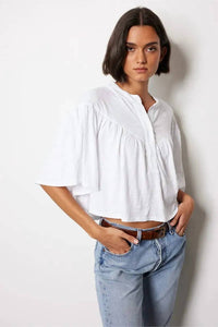 Bobi - Women's Yoke Henley Blouse