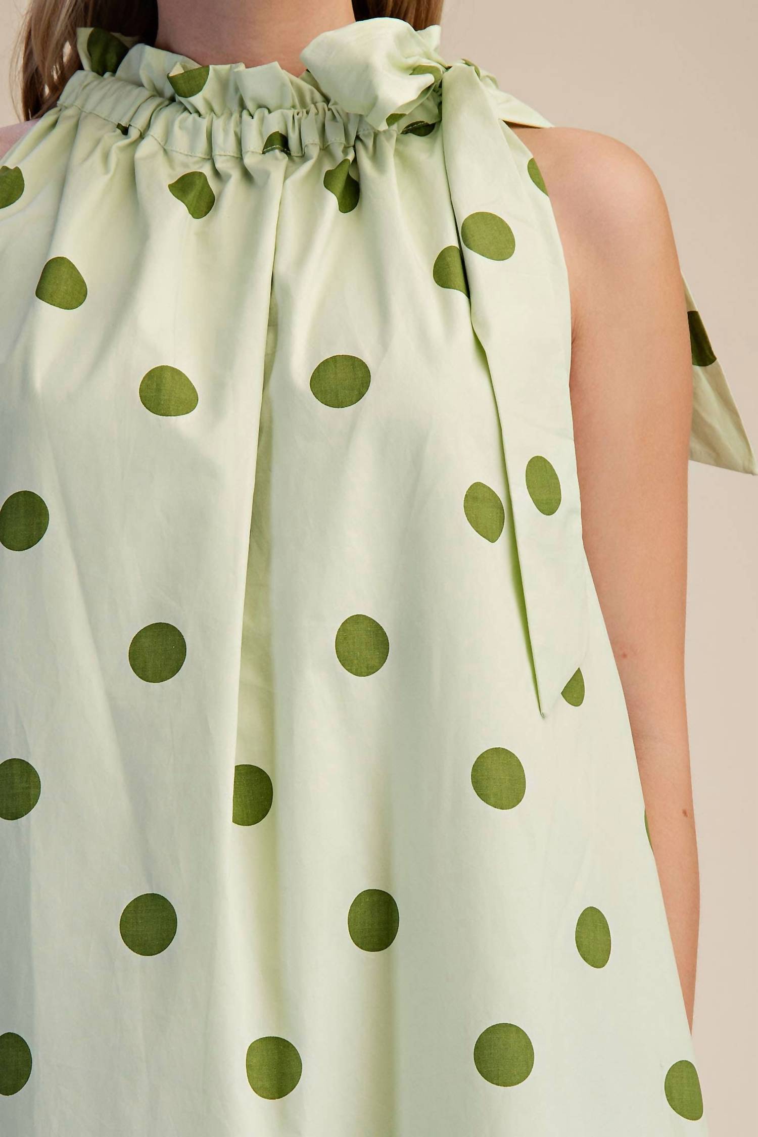 Glam - Ruffle Tie Neck Sleeveless Midi Dress