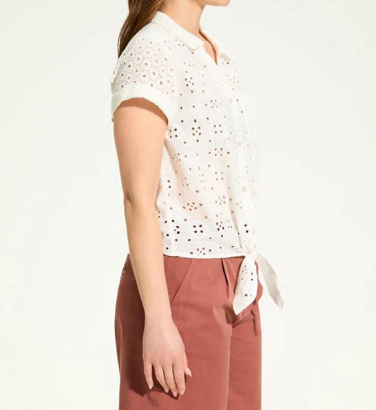 Fdj - Eyelet Lace Short-sleeve Top