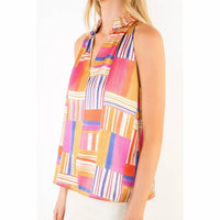 Thml - Sleeveless Ruffled Neck Pattern Top