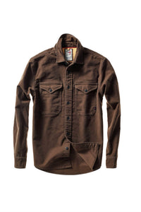 Relwen Men's Utility Long Sleeve Workshirt in coffee moleskin - men's jacket