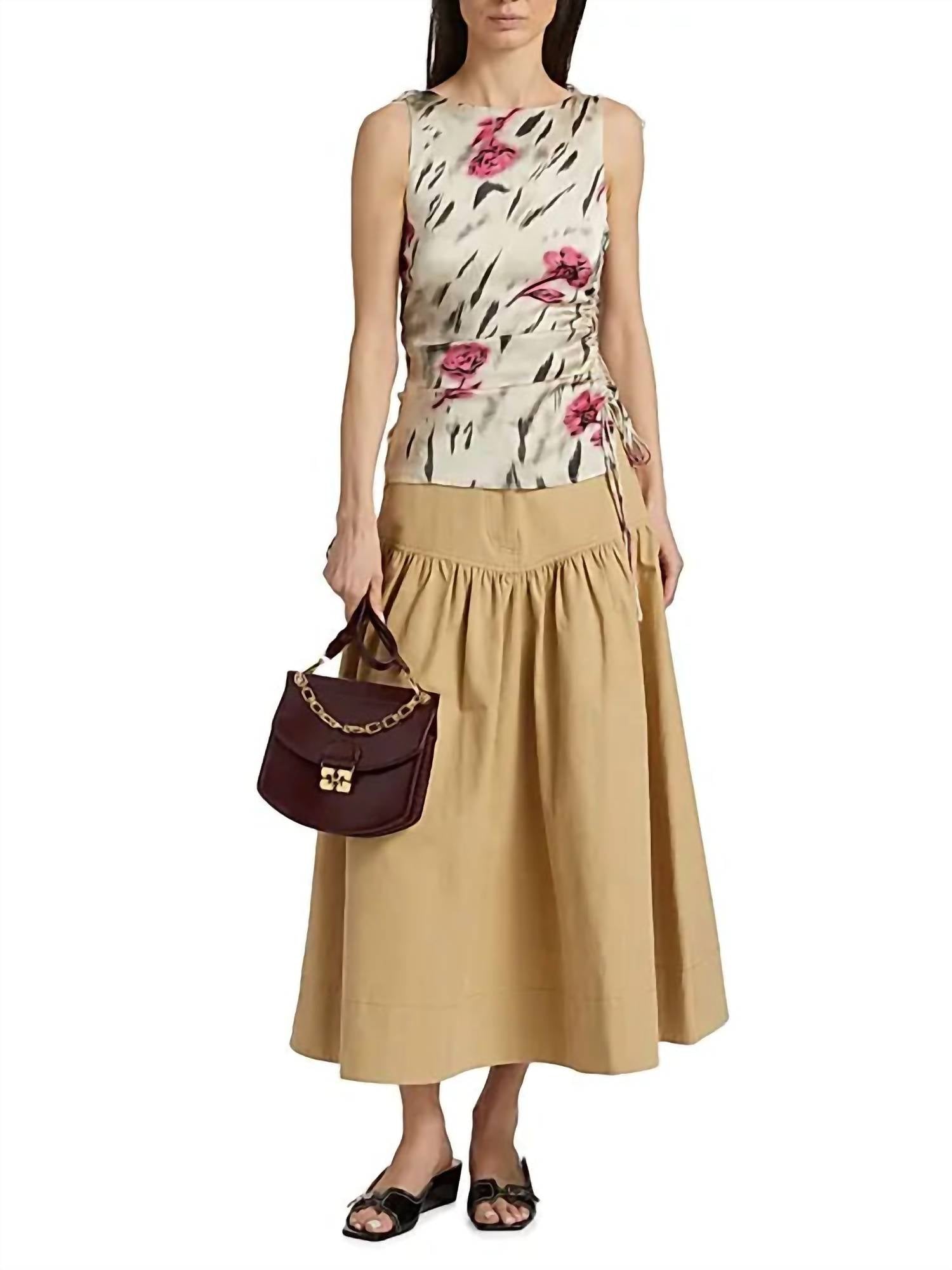 Ganni - Satin Gathered Top