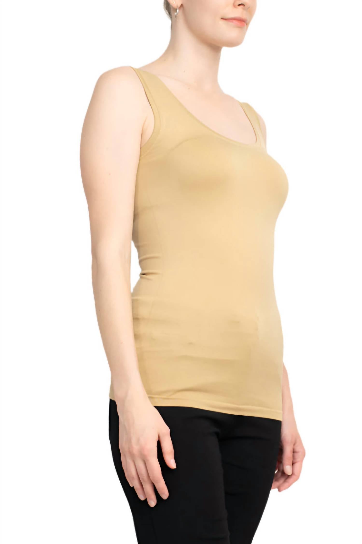 Alberto Makali - Scoop Neck Sleeveless Solid Spandex Top