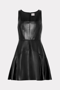 MILLY Faux Leather Mini Dress in black - women's dress - view 4