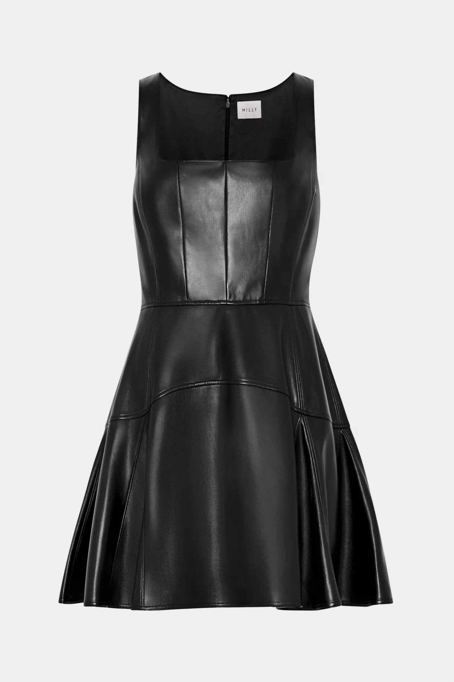 MILLY Faux Leather Mini Dress in black - women's dress - view 4