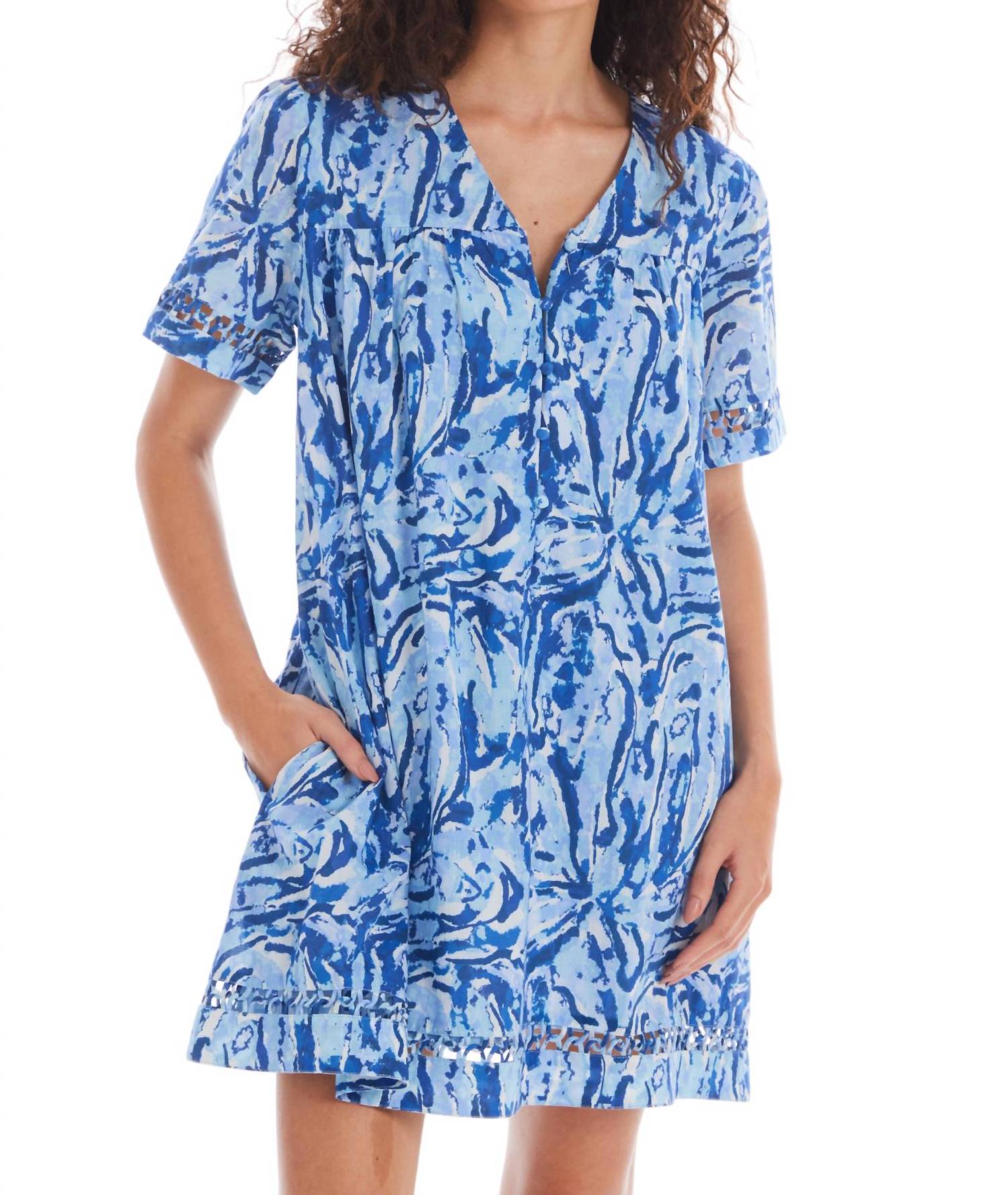 ALLISON NEW YORK Kaia Mini Dress in blue floral - women's dress