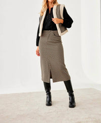 NUD by Nekane JACQUARD KNITTED SKIRT in tan black - women's skirt