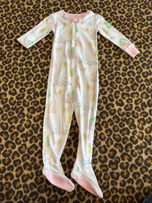 The Beaufort Bonnet Company - noelles night night footed sleigh bells and pastels/palm beach pink