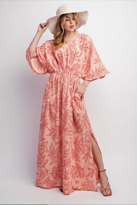Easel - Leaf Printed Laura Maxi Dress