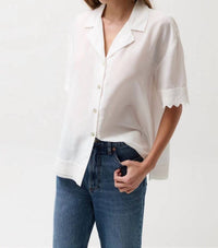 Pistola - Maliah Silk Blend Camp Shirt With Lace Trim