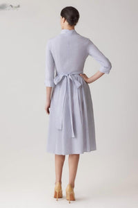 Teri Jon - Rhinestone Striped Twist Shirt Dress