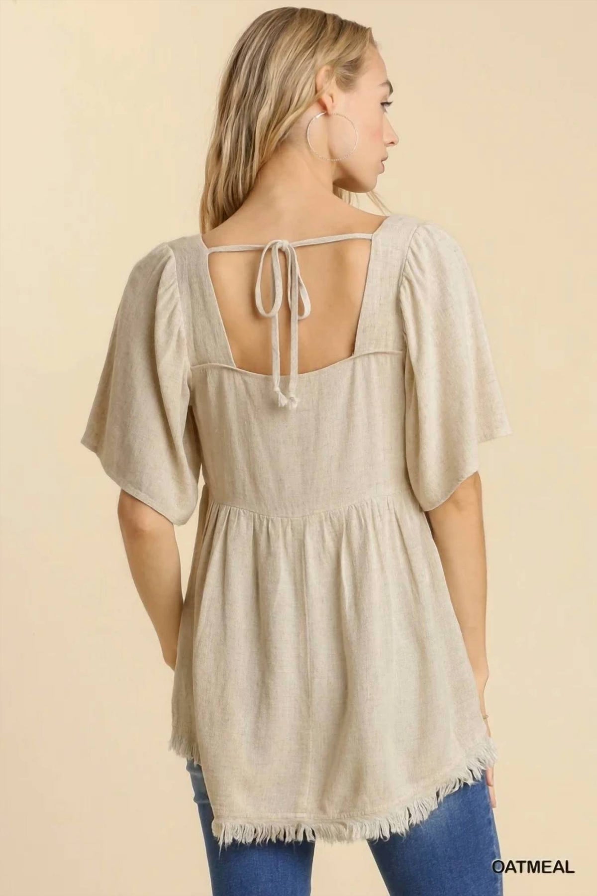 Umgee - Aria Linen Blend Smocked Top